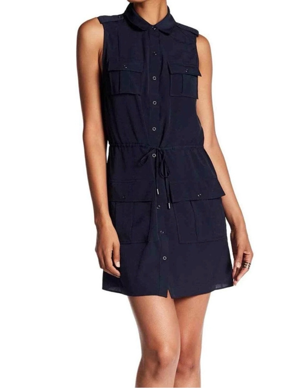 Haute Hippie Navy Blue Sleeveless Utility Cargo Mini Dress Size Small